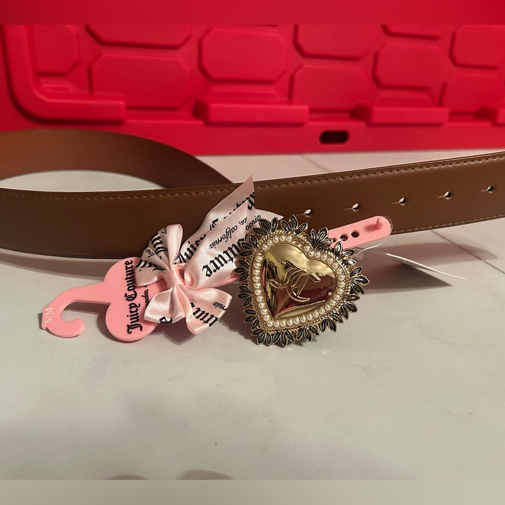 NWT Juicy Couture Brown Belt with Decorative Gold Heart Buckle Small/Medium